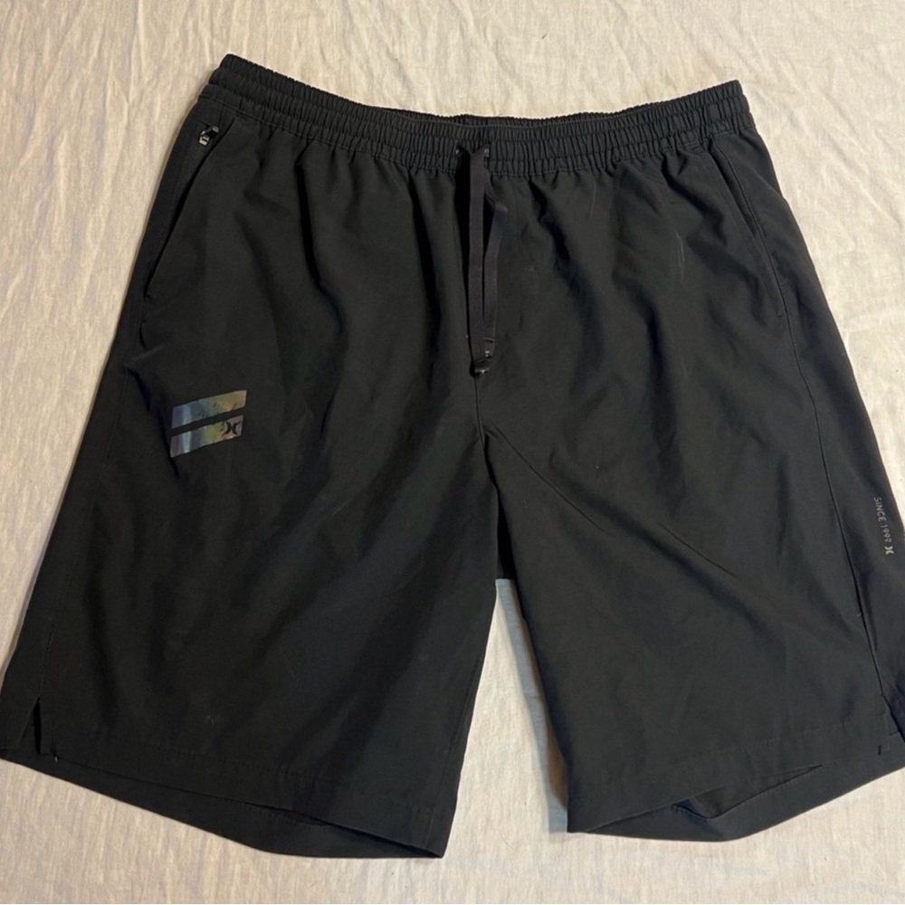 Hurley Black Elastic Waist Drawstring Shorts